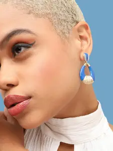 SOHI Gold-Plated Contemporary Drop Earrings