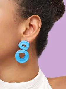 SOHI Gold Plated Contemporary Drop Earrings