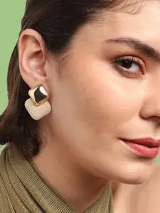 SOHI Gold Plated Contemporary Drop Earrings