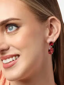 SOHI Silver-Plated Contemporary Drop Earrings