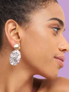 SOHI Gold-Toned Contemporary Drop Earrings