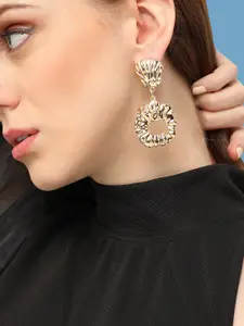 SOHI Gold-Plated Contemporary Drop Earrings