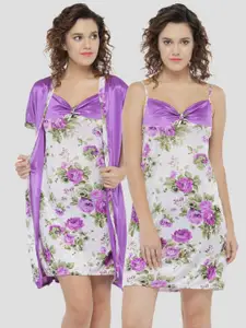 N-Gal Purple Printed Nightdress