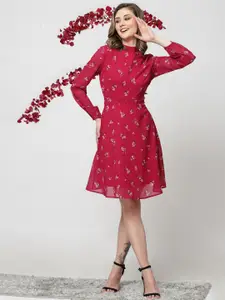KASSUALLY High Neck Floral Georgette Dress