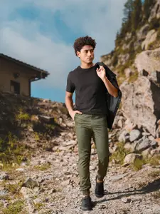 The Roadster Lifestyle Co. Men Pure Cotton Typography Printed Pleated Joggers Trousers