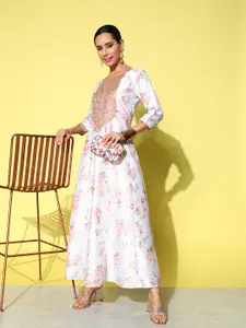 Ahalyaa Floral Ethnic A-Line Maxi Dress