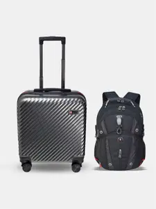 SWISS MILITARY Textured Hard-Sided Overnighter Overnighter Trolley Bag & Laptop Backpack