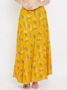 Clora Creation Floral Printed Flared Maxi Skirt