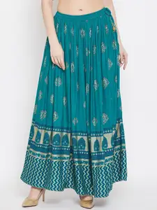 Clora Creation Printed Flared Maxi Skirt