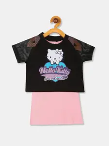 V-Mart Girls Printed Applique Cotton T-shirt