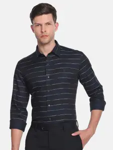 Arrow New York Men Slim Fit Horizontal Striped Pure Cotton Formal Shirt