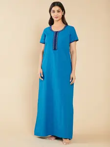 Maybell Striped Pure Cotton Maxi Nightdress