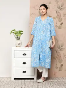 Janasya Women Floral Printed Pure Cotton Kurta