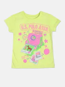 U.S. Polo Assn. Kids Girls Printed Round Neck Pure Cotton T-shirt