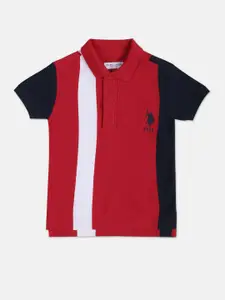 U.S. Polo Assn. Kids Boys Colourblocked Polo Collar Pure Cotton T-shirt