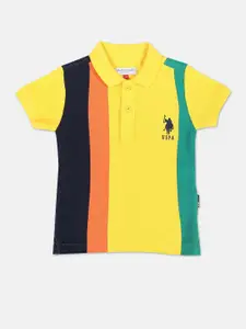 U.S. Polo Assn. Kids Boys Colourblocked Polo Collar Pure Cototn T-shirt