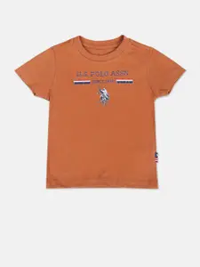 U.S. Polo Assn. Kids Typography Printed Round Neck Cotton T-shirt