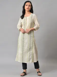 W Women Striped Cotton Kurta