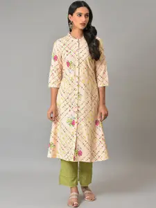W Women Floral Printed Keyhole Neck Kurta
