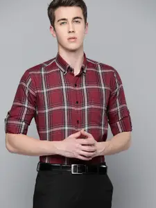 DENNISON Men Smart Slim Fit Tartan Checks Formal Shirt