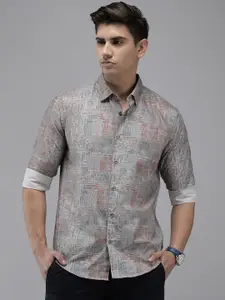 THE BEAR HOUSE Tribal Printed Slim Fit Pure Cotton Casual Shirt