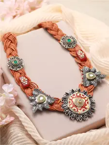 Jazz and Sizzle German Silver Silver-Plated Crochet Necklace