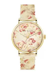 Ted Baker Women Floral Printed Dial & Printed Leather Straps Analogue Watch BKPPHF203