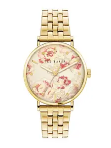 Ted Baker Women Gold-Plated Stainless Steel Bracelet Style Straps Analogue Watch BKPPHF208