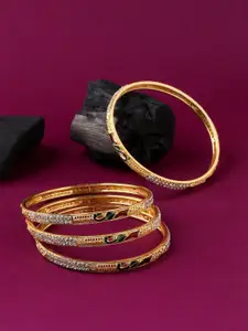 VIRAASI Set Of 4 Gold-Plated Stone-Studded Bangles