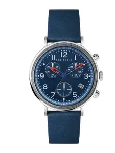 Ted Baker Men Patterned Dial & Leather Straps Analogue Watch BKPMMF127