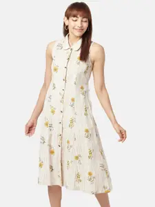 AKKRITI BY PANTALOONS Floral Printed Sleeveless Midi Cotton Dress