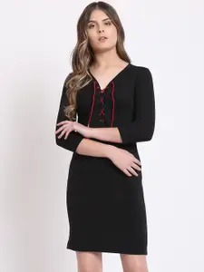 RIVI Tie-Up Neck Sheath Dress