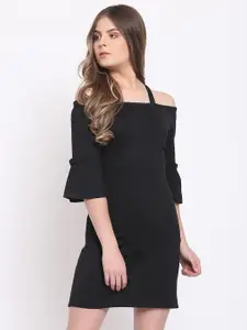 RIVI Cold Shoulder Sleeves A-Line Cotton Dress