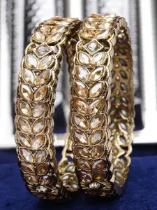 KARATCART Set Of 2 Gold-Plated Kundan-Studded Bangle