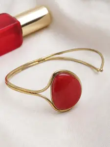 PANASH Gold-Plated Stone-Studded Handcrafted Bangle Style Bracelet