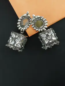 VAGHBHATT Oxidised Square Drop Earrings