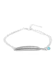 OOMPH Silver-Plated Leaf Charm Anklet