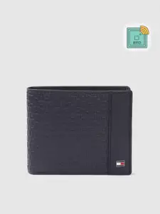Tommy Hilfiger Men Navy Blue Textured Leather Two Fold Wallet