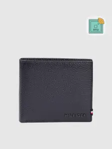 Tommy Hilfiger Men Navy Blue Textured Leather Two Fold Wallet