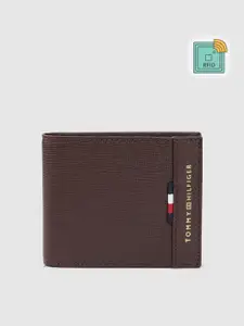 Tommy Hilfiger Men Brown Textured Leather Two Fold Wallet