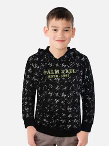 Palm Tree Boys Printed Hooded Cotton Sweatshirt