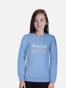Gini and Jony Girls Round Neck Typography Printed Cotton Sweatshirt