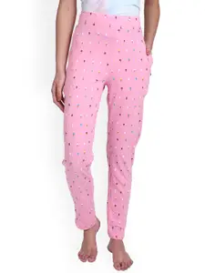 PROTEENS Women Printed Cotton Mid-Rise Lounge Pants