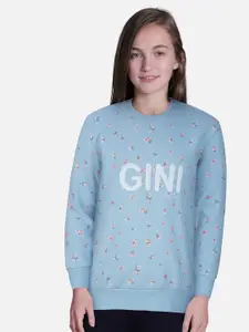 Gini and Jony Girls Floral Printed Fleece Sweatshirt