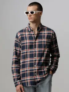 THE BEAR HOUSE Men Slim Fit Tartan Checks Checked Pure Cotton Casual Shirt