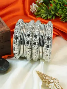 GRIIHAM Set Of 12 Silver-Plated Textured Bangles