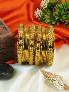 GRIIHAM Set Of 12 Gold-Plated Textured Bangles