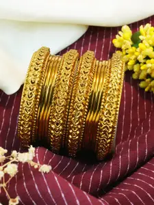 GRIIHAM Fancy Mehendi Set of 12 Gold-Plated Bangles
