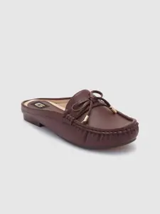 Sole To Soul Women Maroon Mules with Bows Flats