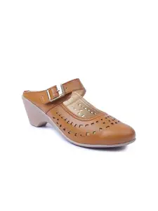 VALIOSAA Laser Cuts Block Heel Mary Janes